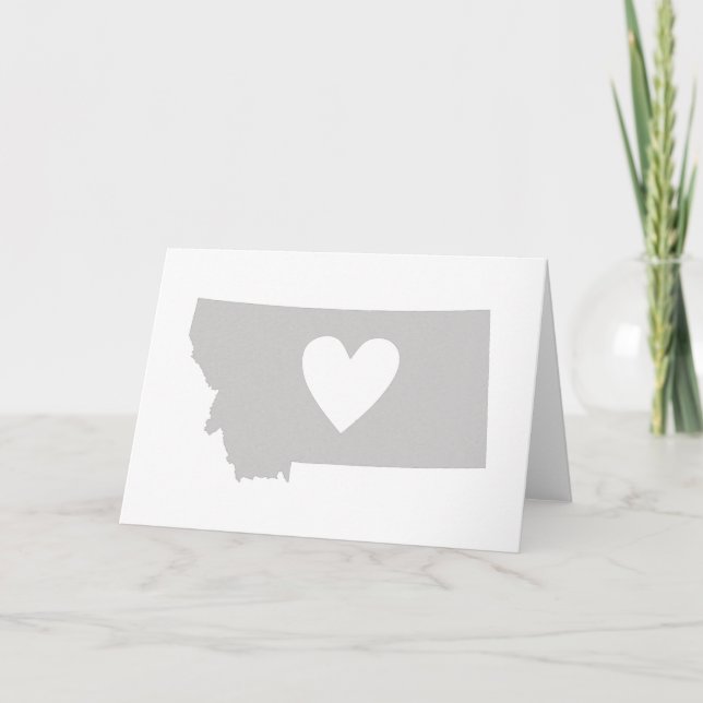 Heart Montana State Montanan Map Shaped Greeting Card (Front)