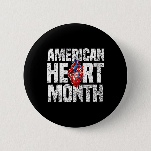 Heart Month Heart Disease Awareness T Shirt  6 Cm Round Badge (Front)