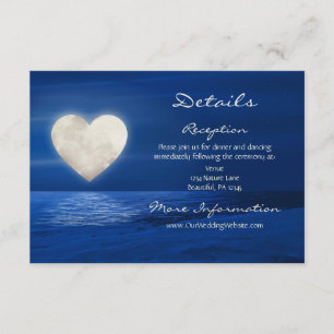 Heart Moon and Snowy Beach Winter Wedding Details Enclosure Card