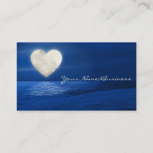 Heart Moon over Water with Snow Covered Beach Business Card