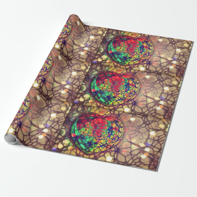Heart Mosaic Lights Wrapping Paper (Unrolled)