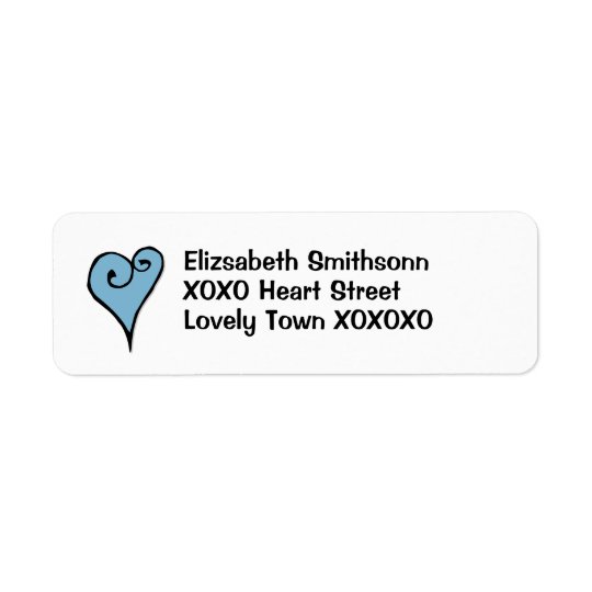Heart Motif blue heart Return Address Label