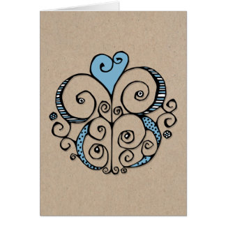 Heart Motif blue kraft Card