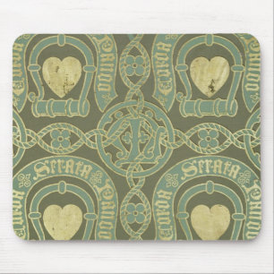 Heart motif ecclesiastical wallpaper design mouse mat