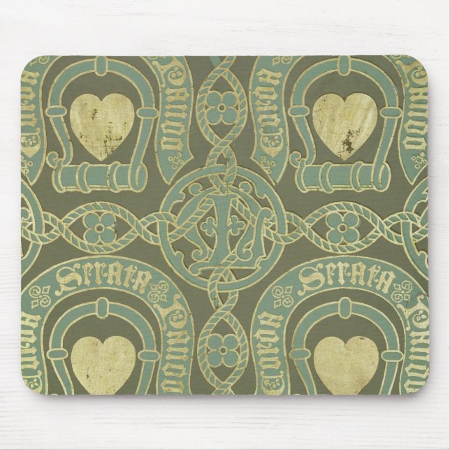 Heart motif ecclesiastical wallpaper design mouse mat (Front)