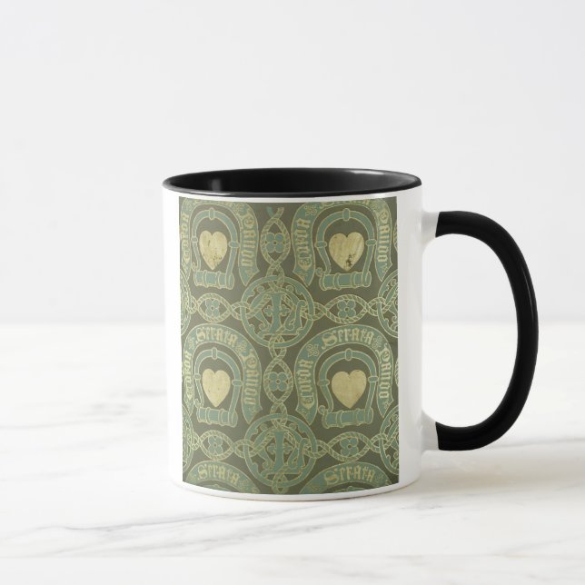 Heart motif ecclesiastical wallpaper design mug (Right)