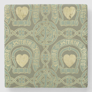 Heart motif ecclesiastical wallpaper design stone coaster