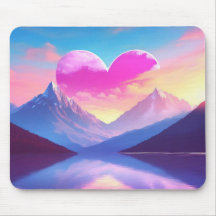 Heart & Mountain Sunset Landscape Art