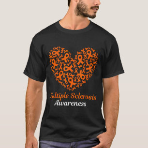 Heart Multiple Sclerosis Ms Awareness Orange Ribbo T-Shirt
