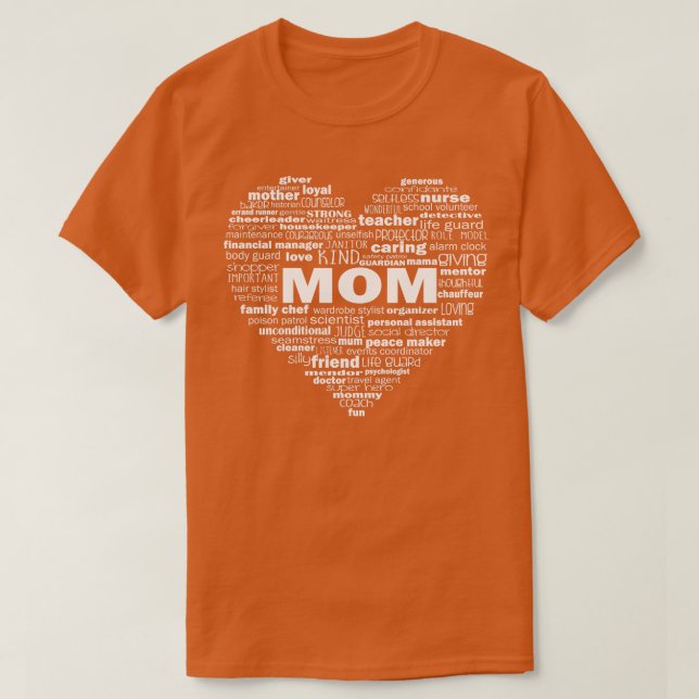 Heart Mum Word Cloud White T-Shirt (Design Front)