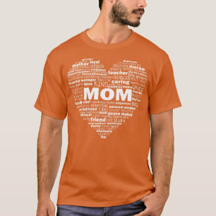 Heart Mum Word Cloud White T-Shirt