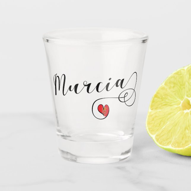 Heart Murcia Flag, Spain, I Love Murcia Shot Glass (Front)