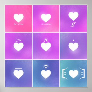Heart Music Notation Love Language Poster