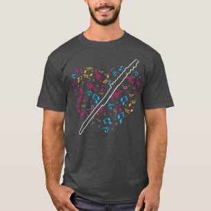 Heart Music Notes Flute T-Shirt