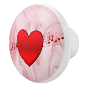 Heart Music on Pink Ceramic Knob