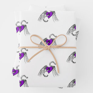Heart Music Purple Wrapping Paper Sheet