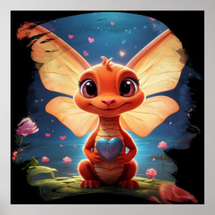 *~* Heart Mythical  Cute Baby Dragon AP48 Poster