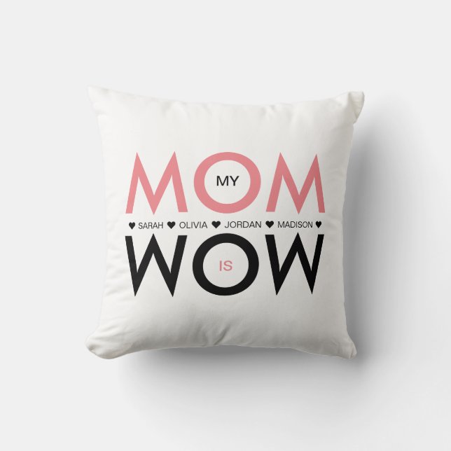 Heart Name My Mum is Wow Photo Mother's Day Cushion (Front)