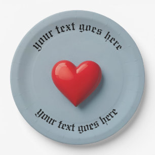 heart napkin with create your own text paper plate