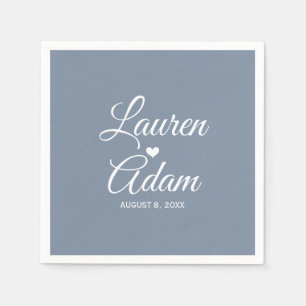 Heart Napkins   Simple Script (Dusty Blue Dk)