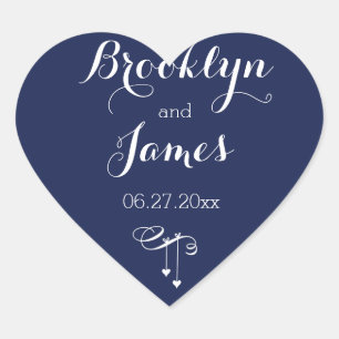 Heart Navy Blue Wedding Stickers With Hearts