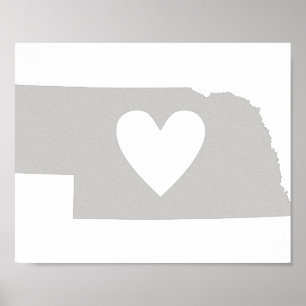 Heart Nebraska state silhouette Poster