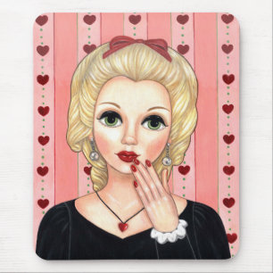Heart Necklace Girl Blonde Head Vase Luscious Lips Mouse Mat