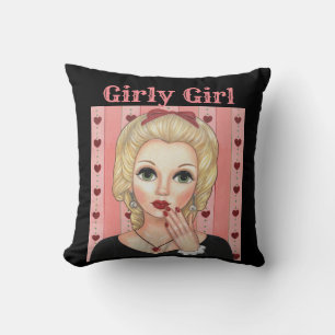 Heart Necklace Head Vase Girly Girl Blonde Pink Cushion