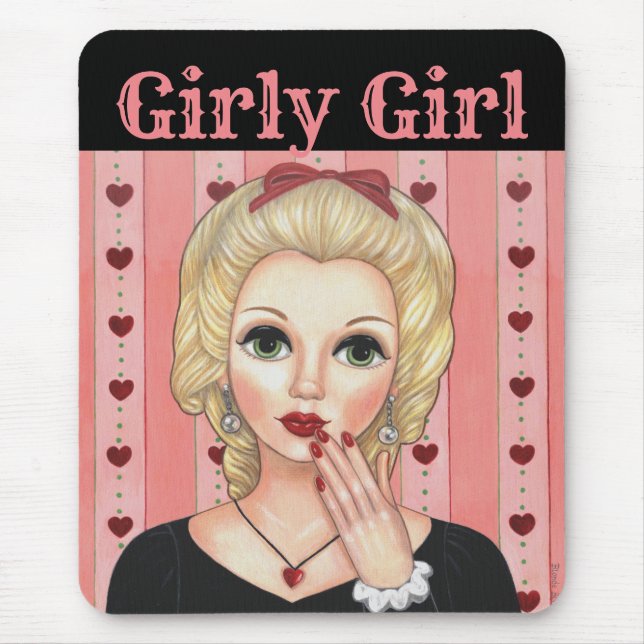 Heart Necklace Head Vase Girly Girl Blonde Pink  Mouse Mat (Front)