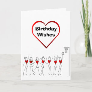 Heart Netball Positions Birthday Card