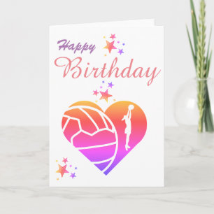 Heart Netball Theme Birthday Greeting Card