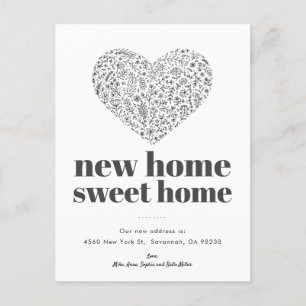Heart New Home Sweet Home Invitation Postcard