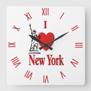 Heart New York Square Wall Clock
