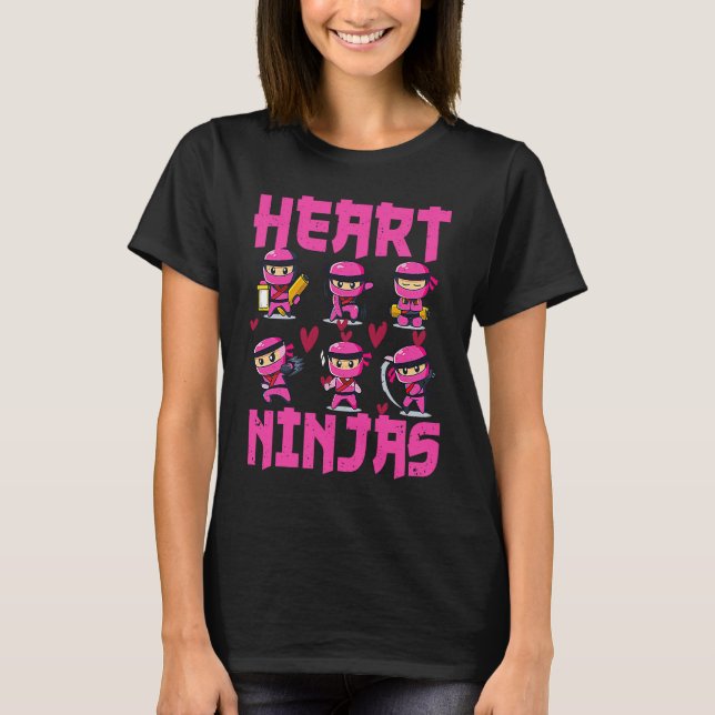 Heart Ninjas Love Japanese Culture Aesthetic Valen T-Shirt (Front)