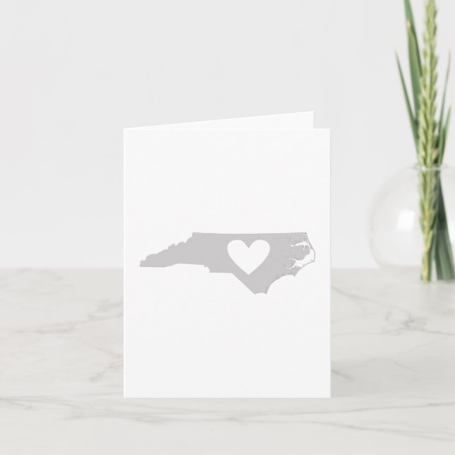 Heart North Carolina Map Shape Grey Background Card (Front)