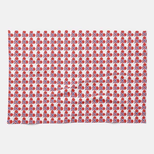 Heart Norway Flag Pattern Tea Towel (Horizontal)
