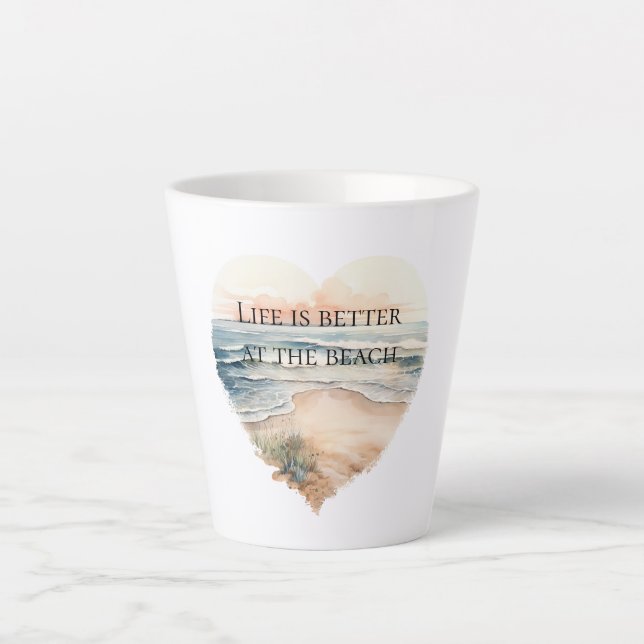 Heart Ocean Beach  Latte Mug (Front)