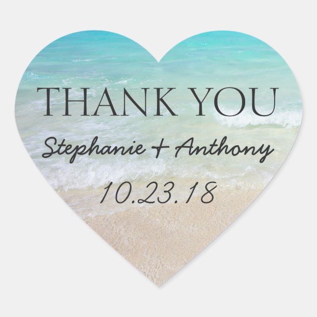 Heart Ocean Beach Wedding Thank You Seal (Front)