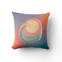 Heart Ocean Wave Sun Throw Pillow