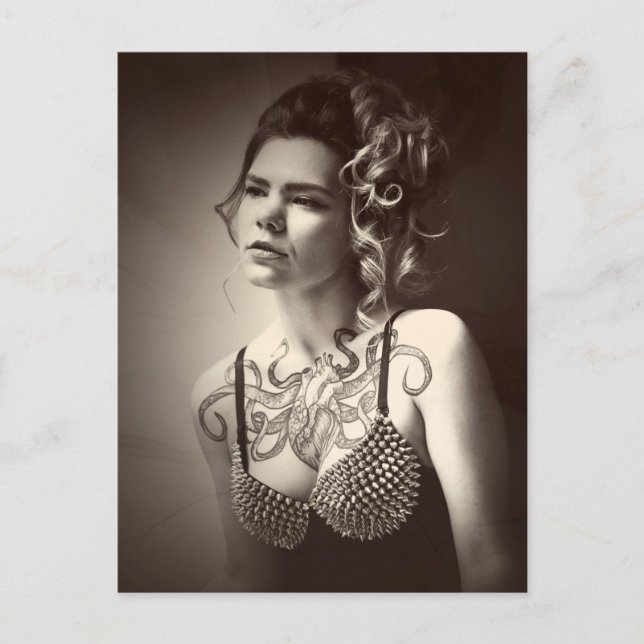 Heart Octopus Tattoo Girl Photo Postcard (Front)