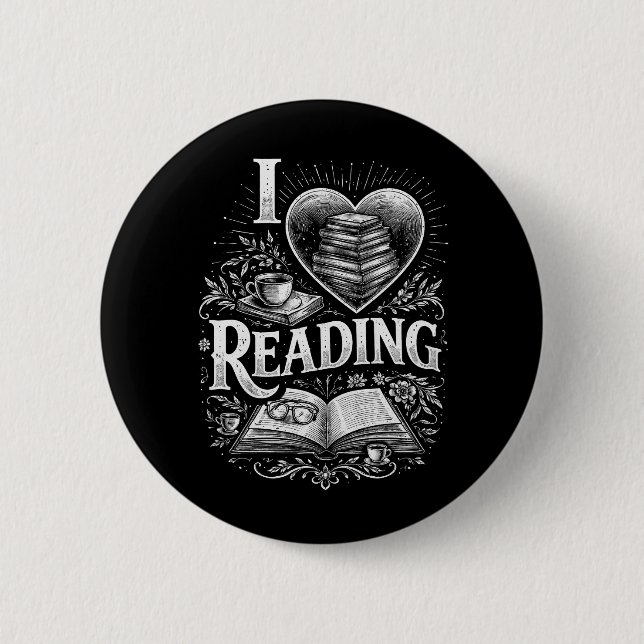 Heart of a Book Lover 6 Cm Round Badge (Front)