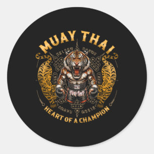Heart Of A Champion - Kickboxing And Muay Thai Fem Classic Round Sticker