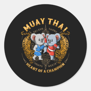 Heart Of A Champion - Kickboxing And Muay Thai Koa Classic Round Sticker