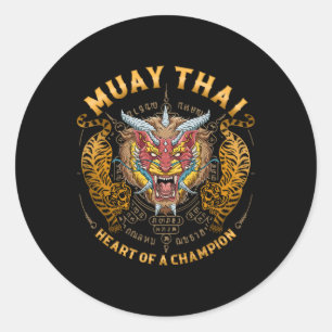 Heart Of A Champion - Kickboxing And Muay Thai Lio Classic Round Sticker