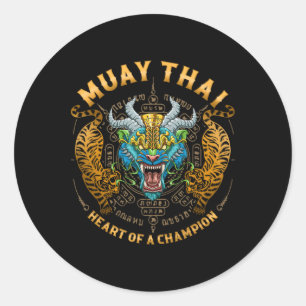 Heart Of A Champion - Kickboxing And Muay Thai Lio Classic Round Sticker