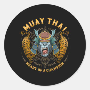 Heart Of A Champion - Kickboxing And Muay Thai Sam Classic Round Sticker