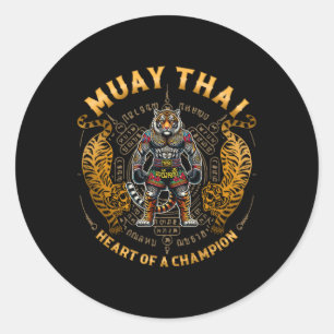 Heart Of A Champion - Kickboxing And Muay Thai Tig Classic Round Sticker