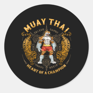 Heart Of A Champion - Kickboxing And Muay Thai Tra Classic Round Sticker