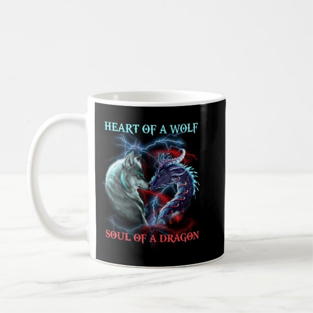 Heart of a wolf Soul of a dragon Coffee Mug (Left)