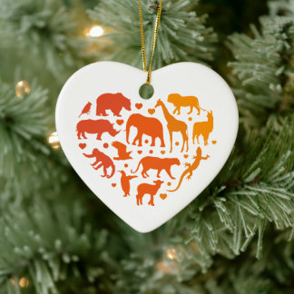 Heart of animals, Gift For Animals lovers Ceramic Tree Decoration